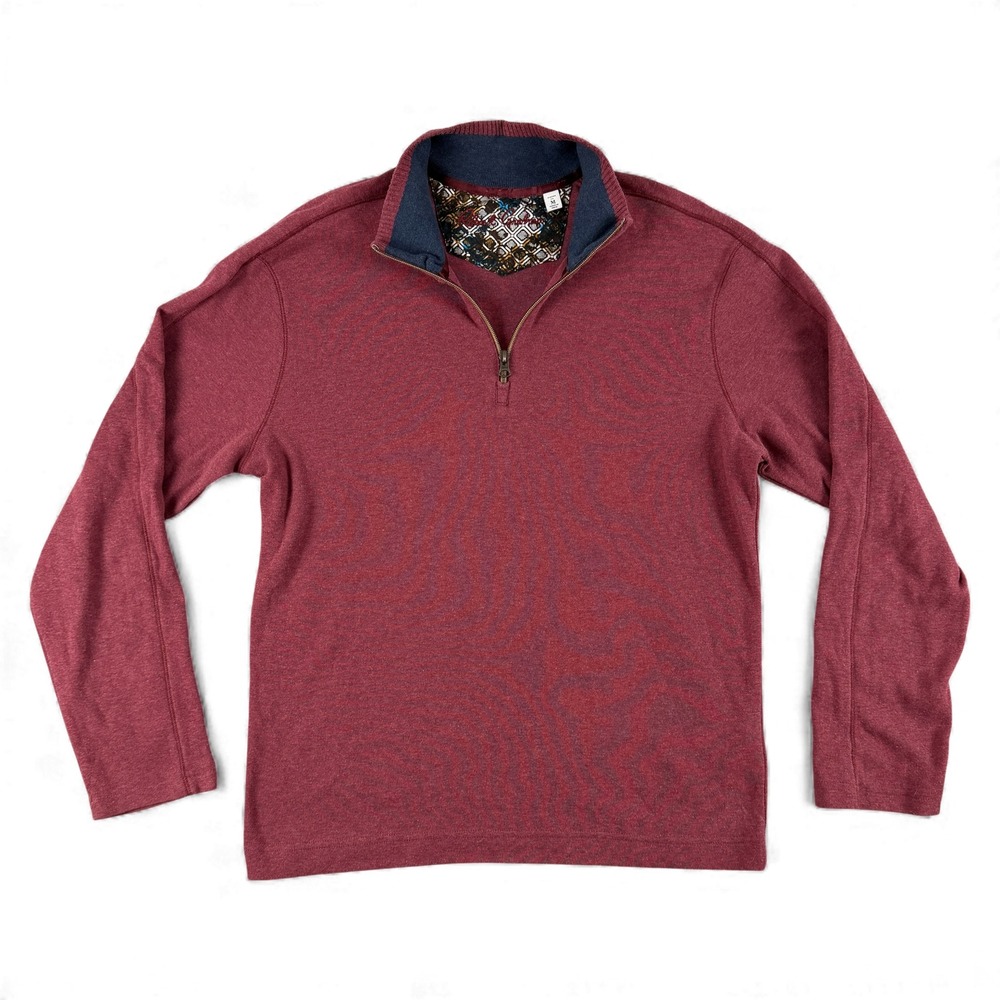Robert‎ Graham Sweater Mens M Red Classic Fit Quarter Zip L/S Designer Pullover